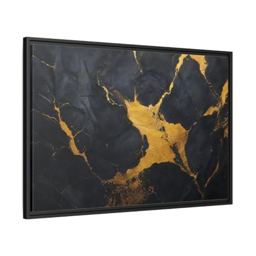 Cadre canvas abstrait moderne noir et or horizontal 90x60 cm