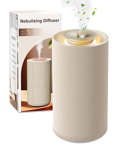 Diffusore di Oli Essenziali Senza Acqua – Nebulizzatore Aromaterapia Puro a Freddo Ricaricabile per Casa. Profumatore Ambiente Wireless con Design in Tessuto Premium e Batteria a Lunga Durata - Beige