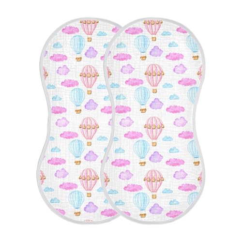 Balloon Pattern Baby Burp Cloths for Boys and Girls, Soft Muslin Spit Up Towels, 22"x11" Newborn Essentials for Feeding and Drooling, 1 Pack2