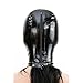 WLJYTDS Black Latex Hood Exposed Eyes and Mouth All Inclusive Latex Head Mask Rubber Hood for Novelty Cosplay Party(Size:XXL)