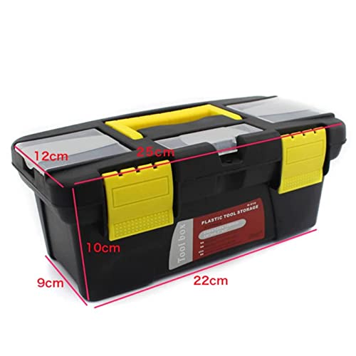 Image of Plastic Double Layer Portable Tool Box | Large Capacity Hardware Organizer Case with Removable Tray and Multi Compartment Storage for Home Maintenance and Craft Supplies (25 X 12 X 10 Cm)