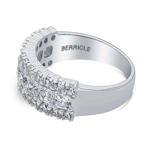 BERRICLE Sterling Silver CZ Half or Full Eternity Band Rings for Women, Stackable Cubic Zirconia Fashion Ring - Art Deco, Cluster, Statement, 5-Stone Styles3