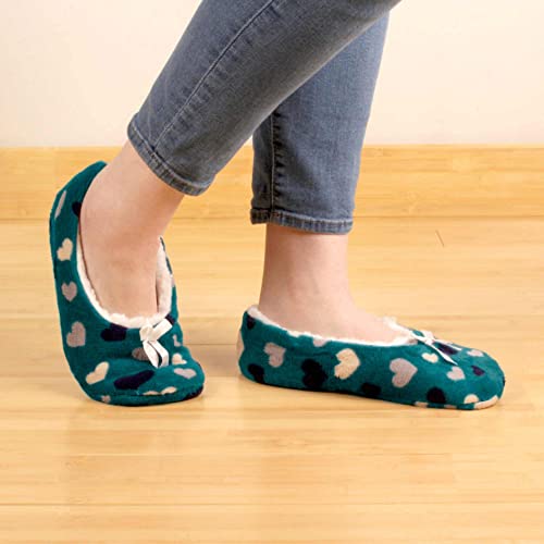 Image of BambooMN Women's Stripe Patterned Non-Slip Lined Travel Home Slippers - 2 Pairs