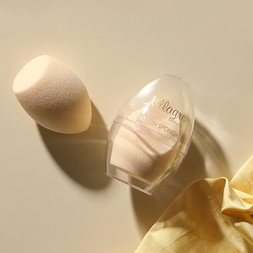 Image of Milagro Beauty Makeup Sponge Blender Non-latex, Soft, Satin Blending Puff for Foundation, Face Powder, Cream Wet & Dry Make Up (Beige)