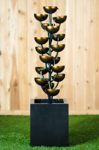 Hi-Line Gift Ltd Fountain-Zinc Metal Multi Level Cups, 375