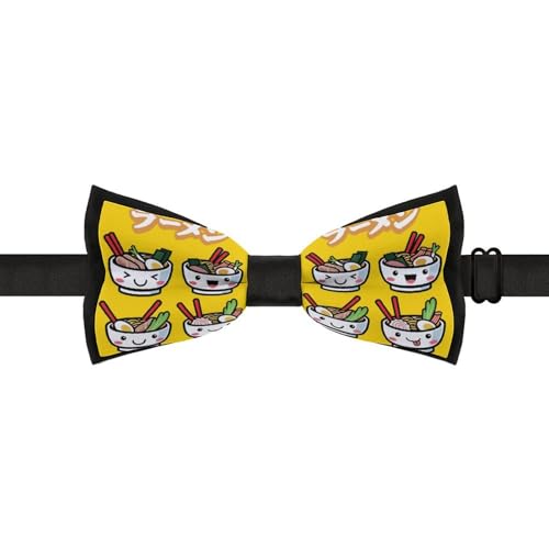 GoasNei Ramen Noodle Soup Pattern Bow Tie for Men Adjustable Necktie Funny Tie Neck Ties for Weddings Party