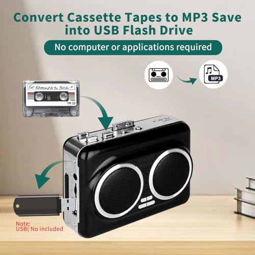 Convertisseur cassette portable USB double haut-parleur stéréo automatique - 2