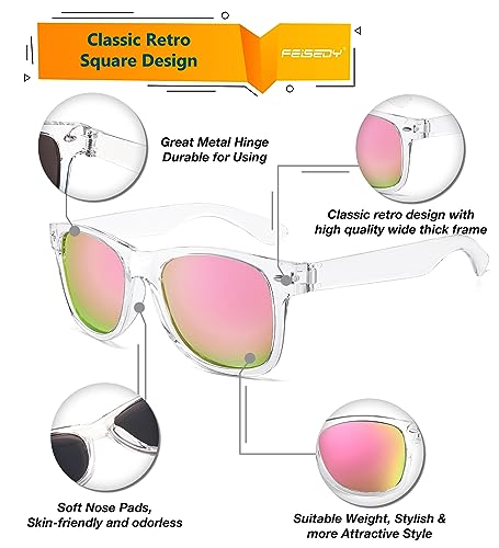Image of FEISEDY Classic Square Retro Polarized Sunglasses Women Men 80s Sun Glasses Trendy UV400 B1858