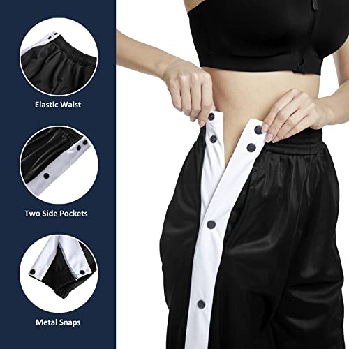 Women's Tear Away Pants Side Split Snap Button Basketball Active Workout Joggers3