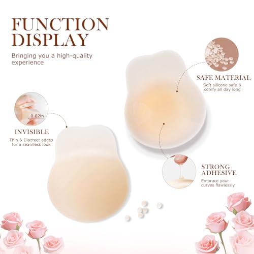 Zacca Sticky Bra for Women, Adhesive Bra Push Up Invisible Breast Lift Pads for Backless Strapless Wedding Dress3