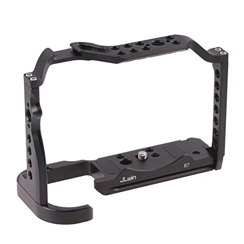 Hersmay Aluminium Camera Cage for Canon EOS R7 Mirrorless Cameras with Cold Shoe,Handle Locating Holes,Multiple 1/4" 3/8" Screw Holes - Image 3