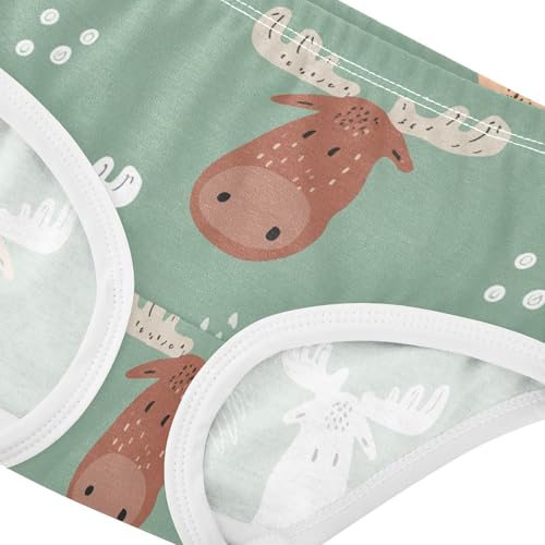 Cute Cartoon Moose Sage Green Cute Panties Girl Girls Underwear Toddlers Cotton Flower Kids Undies Briefs 2t4
