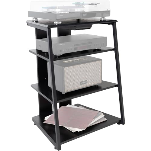 Stagecaptain HiFi Rack - Schwarze Esche Holzoptik, Stahlgestell – 4...