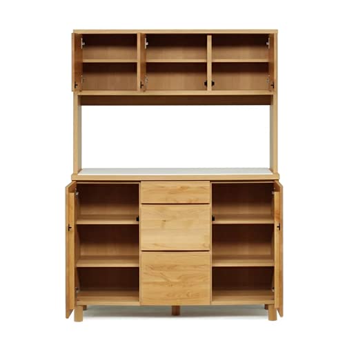 Amazon｜食器棚 レンジ台 完成品 幅120cm 高さ170cm アルダー 北欧風 