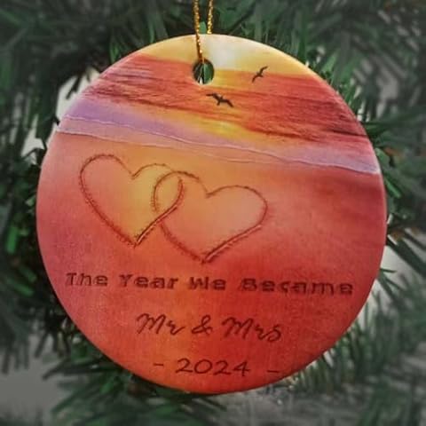 Engagement Gifts for Couples Wedding Gifts for Couples 2024,Mr and Mrs Our First Christmas Married Ornaments Personalized Bridal Shower Gifts Xmas Tree Decorations Bride Newlywed Keepsake Her Lover Cover