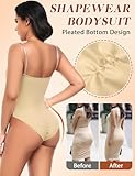 UMIPUBO Womens Shapewear Bodysuit Tummy Control Full Body Shaper Sculpting V Neck Bodysuit Adjustable Straps Shaping Leotard Tops Waist Trainer Vest with Bra (Beige, L) - Image 6