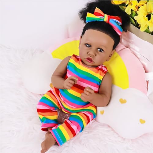 Muñeca Realista Reborn Bebé Afroamericana 55 cm miniatura 6