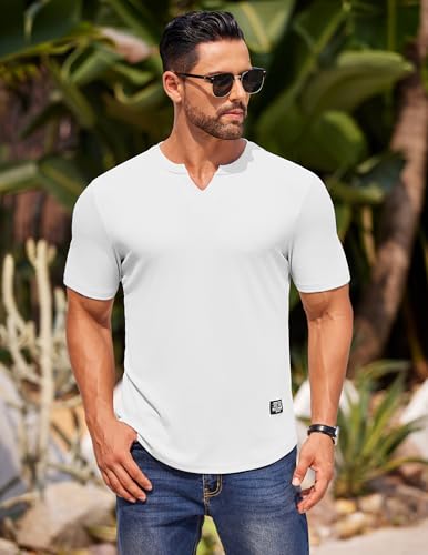 COOFANDY Mens Muscle T-Shirts V-Neck Slim Fit Workout Shirt Short Sleeve Longline Gym Athletic Tee Shirts4
