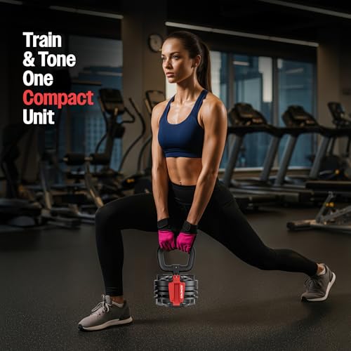 Image of Sparnod Fitness SAD-25 Adjustable 3-in-1 Dumbbell Set,3-24kg Quick Weight Change, Dumbbell, Barbell, Kettlebell,12 Gear Steel ABS Build, Digital Dial, Ergonomic Grip, Home Gym Workout Kit (Black, 24Kgs, Set of 1)