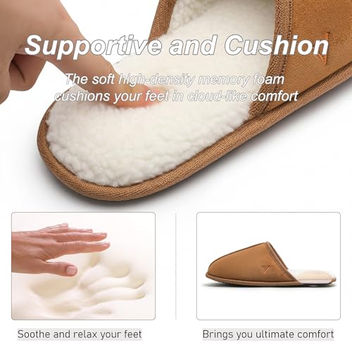 Image of Mens Scuff Slippers Micro Suede Memory Foam Slide Clogs Slip on Indoor Outdoor House Shoes