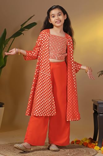 Image of Fashion Dream Girls Georgette Embroidered Palazzo Set|Kids Ethnic Wear|sharara set for girls|Indo Western Set