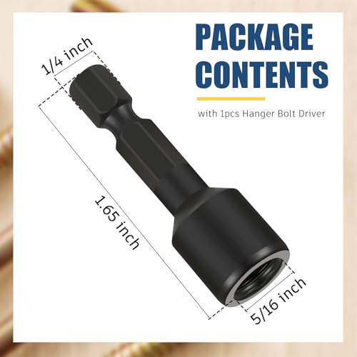 Image of Hicarer 20 Pack 5 /16-18 x 3 Inch Hanger Bolts Double Headed Bolts with Driver Self Tapping Screw Threaded Rod Screws for Furniture Double Headed for Wood Furniture Joint (Black)
