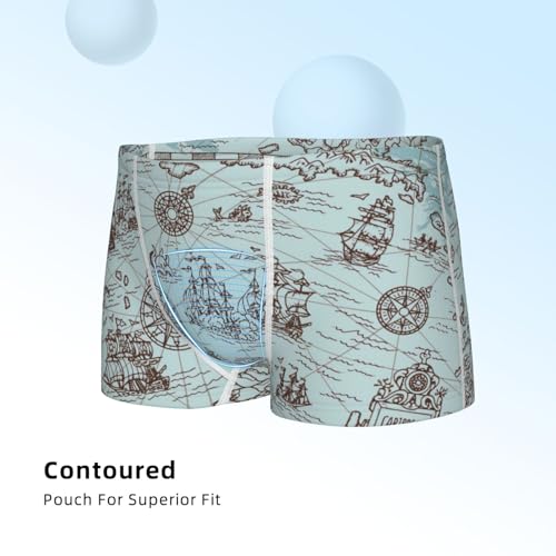 Boys' Cotton Boxer Brief Soft Underwear-Pirate Adventure Map4