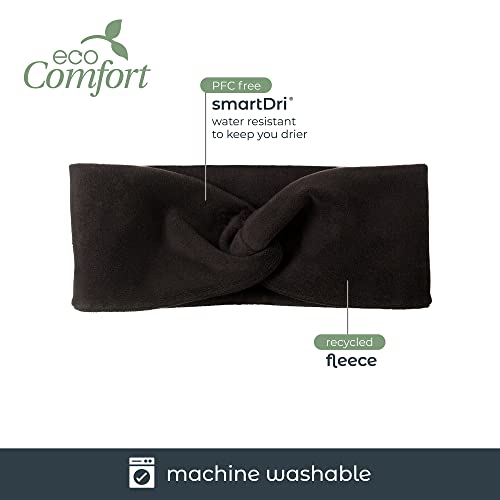 Isotoner Womens Recycled Water Repellent Cozy Soft Fleece Cold Weather Headband, Black #TOP1