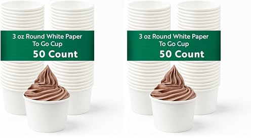 Image of Restaurantware Coppetta 3-Ounce Dessert Cups, 50 Disposable Ice Cream Cups - Lids Sold Separately, Heavy-Duty, White Paper Frozen Yogurt Bowls, For Hot And Cold Foods, Perfect For Gelato Or Mousse