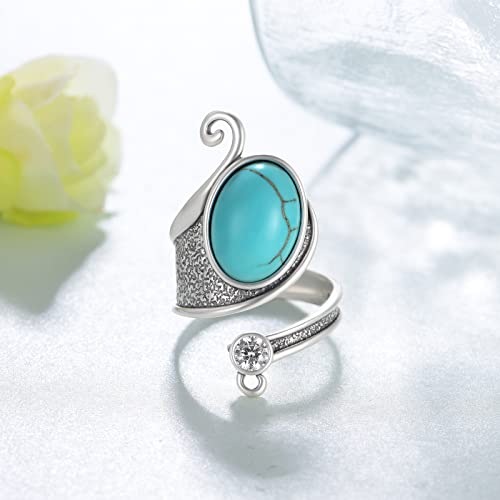 Peireara Turquoise Spoon Ring For Women 925 Sterling Silver Spoon Rings Western Turquoise Spoon Rings Jewelry Gifts For Women Girls #TOP1