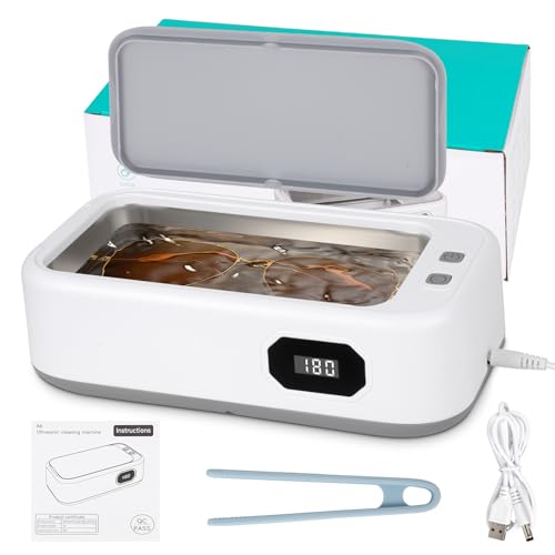 Ultrasonic Cleaner, 49000Hz Jewellery Cleaner with 5 Modes, 640ML Sonic Jewellery Cleaner Machine for Cleaning Set with tweezers for Cleaning Glasses, Jewelry, Silver Ring, Dentures