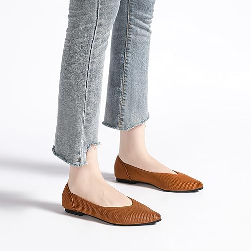 Image of Semwiss Women's Ballet Flats Comfortable Work Dressy Pointed Toe Shoes | Office-ready Comfort: Breathable Knit, Soft Memory Foam, Slip-on Lightweight, Foldable Flats for Business Casual & Formal