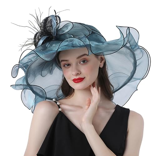 Chapeau Femme Soleil Ete Anti UV en Organza Chapeau Mariage Femme Ceremonie Chic et Elegant Capelines Été Légère Casquettes, Bonnets et Chapeaux Derby de...