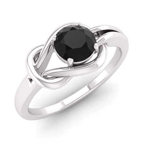 Diamondere Natural and Certified Onyx Solitaire Engagement Ring in 14K White Gold | 0.44 Carat Infinity Knot Ring Size 6 Diamondere Natural and Certified Onyx Solitaire Engagement Ring in 14K White Gold | 0.44 Carat Infinity Knot Ring Size 6
