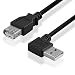 Produktbild BestPlug 15cm 2.0 USB Kabel Verlängerung, USB A-Buchse Kupplung weiblich gerade auf USB A-Stecker männlich 90° nach Links abgewinkelt, High Speed, Schwarz