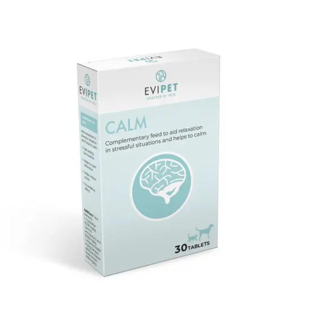 Evipet Calm Complementary Feed for Cats and Dogs | 30 Tablets | Fast Acting Formula to Calm Behaviour and Help Reduce Stress