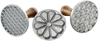 Nordic Ware 01235 Heirloom Cookie Stamps, Silver with Natural Hardwood Handles