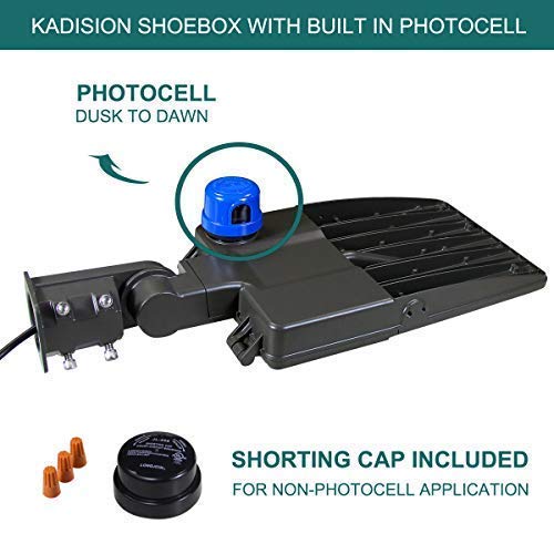 Kadision 150W LED Parking Lot Light with Photocell, LED Shoebox Lights with Slip Mount Replaces 500W HID/HPS, Dusk-to-Dawn Street Pole Light, 5000K 19500LM 100-277V IP65 ETL DLC Listed 5-year Warranty