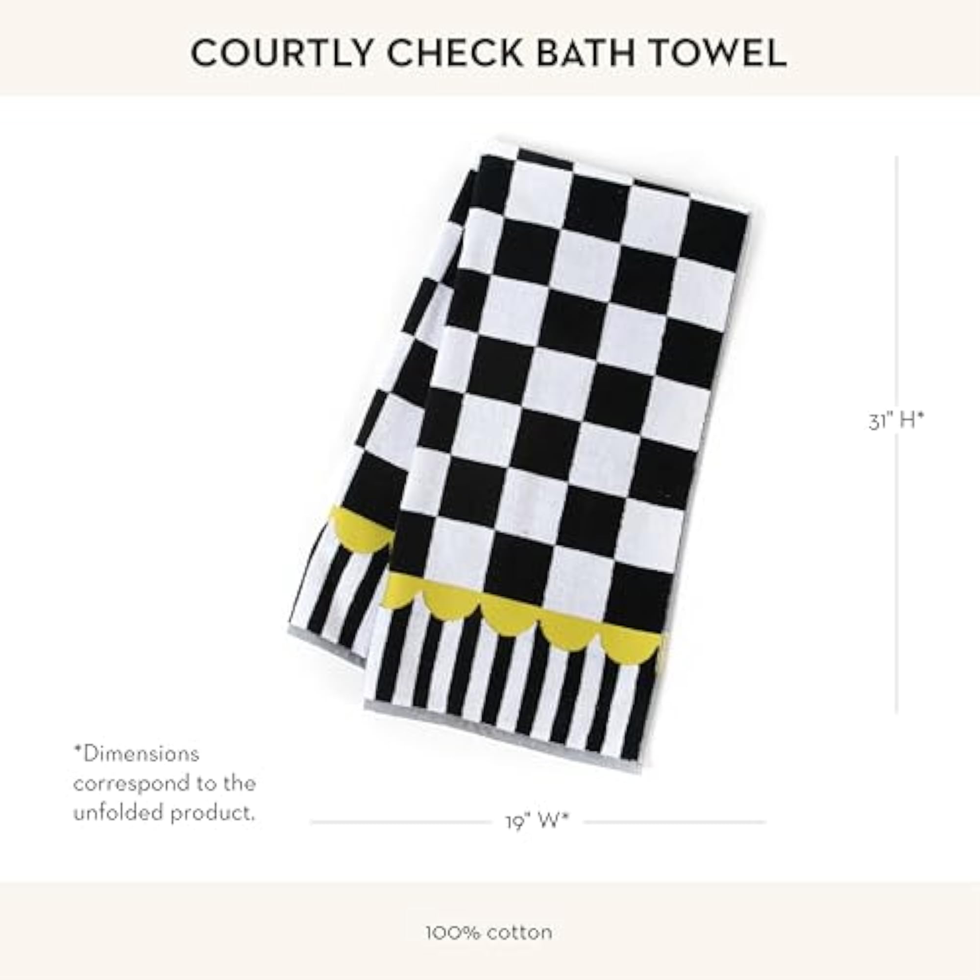 Cute Decorative Bathroom Towel, Black-and-White Check