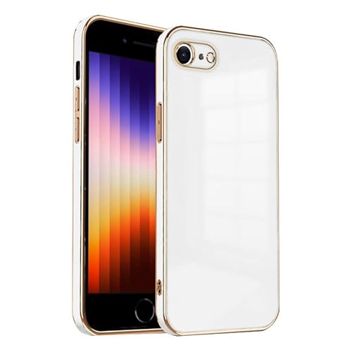 ZNX\ZENIX iPhoneSE 第3世代 ケース iPhoneSE 第2世代 ケース iPhone SE3 SE2 8 7 TPU おしゃれ バンパー型 ケース ストラップホール かわいい くすみカラー ゴールド 大人 ZX-milky2 (iPhone SE(2/3世代)/8/7, ホワイト)