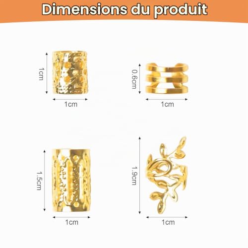 Cossaot 40 Pièces Or Bijou Cheveux, Hair Beads, Accessoire Cheveux – vue 2