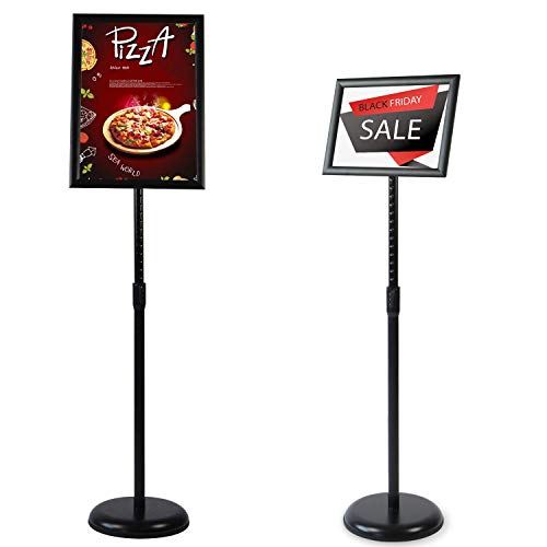 Preisvergleich Produktbild GUOHONG Infoständer Höhenverstellbar Edelstahl Informationsständer A3 Plakatständer Präsentationsständer Werbeständer (Schwarz, A3)