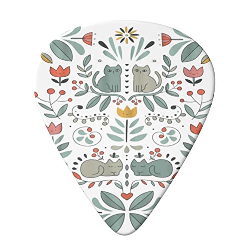 Funny Cats Birds and Flowers Lot de 6 médiators pour guitare acoustique, guitare électrique, basse, ukulélé – Fin, moyen… - Les Beatles, Paul McCartney, John Lennon, RIngo Starr, George Harrison Funny Cats Birds and Flowers Lot de 6 médiators pour guitare acoustique, guitare électrique, basse, ukulélé – Fin, moyen… – Image 4