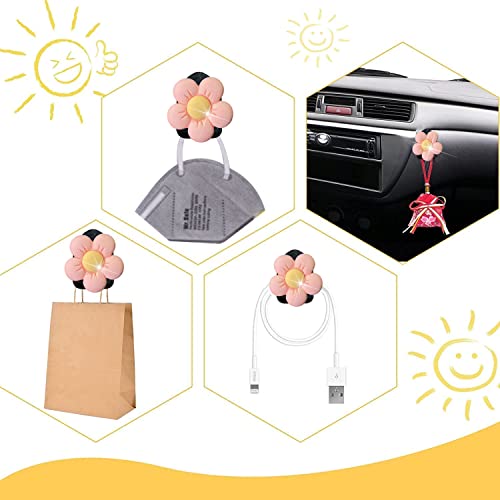 Image of Bling Heart Air Vent Clips, 6 Pcs Red Heart Car Air Fresheners, Diamond Car Interior Decor Charm + Cute Sunflower Mask Hook