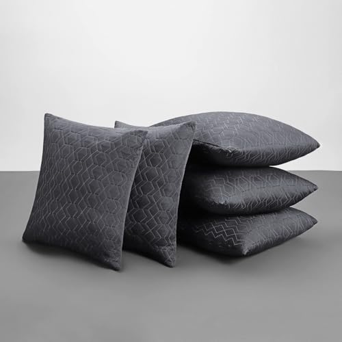 Image of LA VERNE Luxury Premium Cloth Microfibre Blown Technology Filled Cushion Filler Pack of 5 (16 inchX16 inch) (Dark Gray)