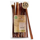 chew-e&tasty 12 Inch Bully Sticks for Large Dogs (Pack of 10) - Natural, USDA Certified & Odorless Bully Sticks for Dogs - Fully Digestible High Protein Dog Bully Stick 12 Inch
