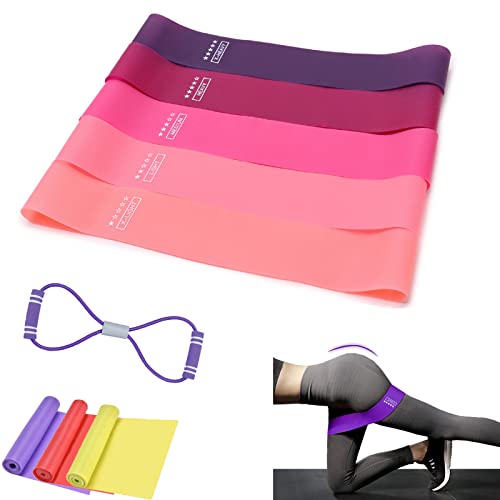 Haoh 9Pcs Fitnessbänder Set, Fitnessband Widerstandsbänder, Krafttraining Resistance Gummi Band, Terra Band für Fitness Muskelaufbau Crossfit Yoga Männer Frauen Cover