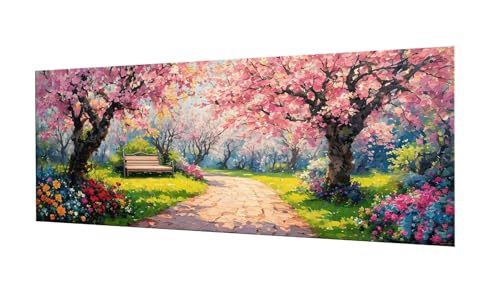 Diamond painting adulte jardin vue : kit complet 5D 40x100cm