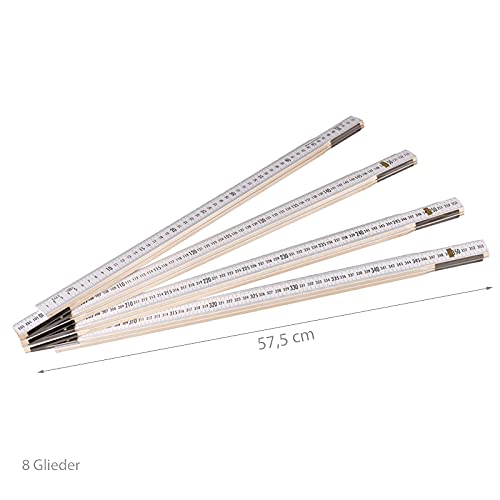 Nivellierzollstock 4 m, (Geometer-Maßstab), Transportlänge 57,5 cm – beide Seiten cm/mm-Teilung