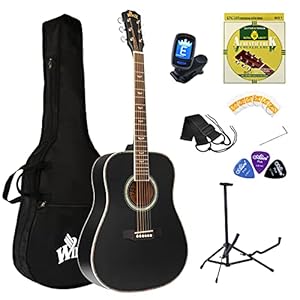 Winzz Akoestische Gitaar Beginnersset Halve Grootte Archaistisch met Gitaartas, Cliptuner, Riem, Peddel, Extra Snaar- en…